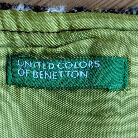 size 42 United Colours of Benetton High Waist Plaid Tweed Skirt Taglia - Picture 2 of 6